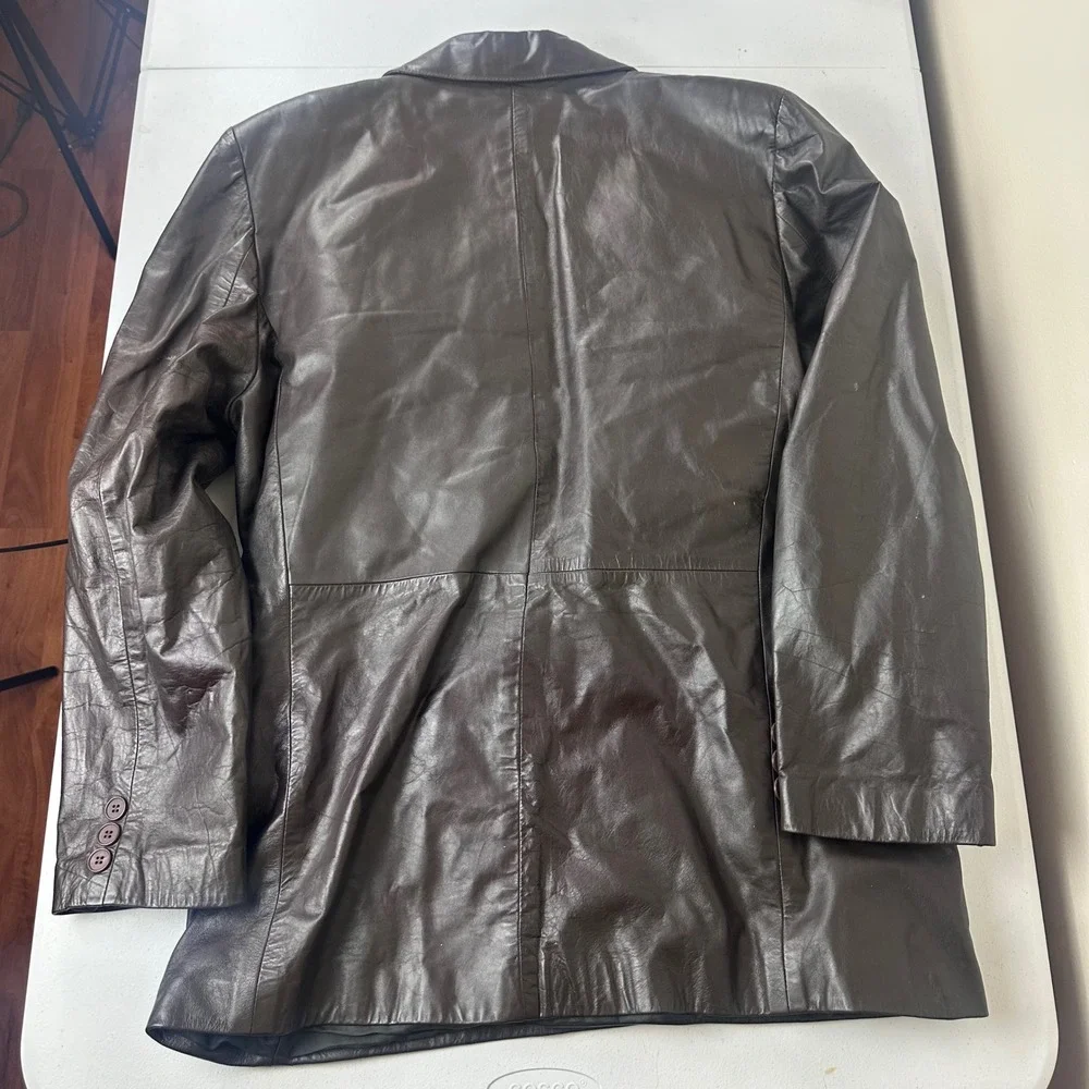 Raffaello Jacket Mens 44 Brown Leather Double Breasted Blazer Vintage Outdoor